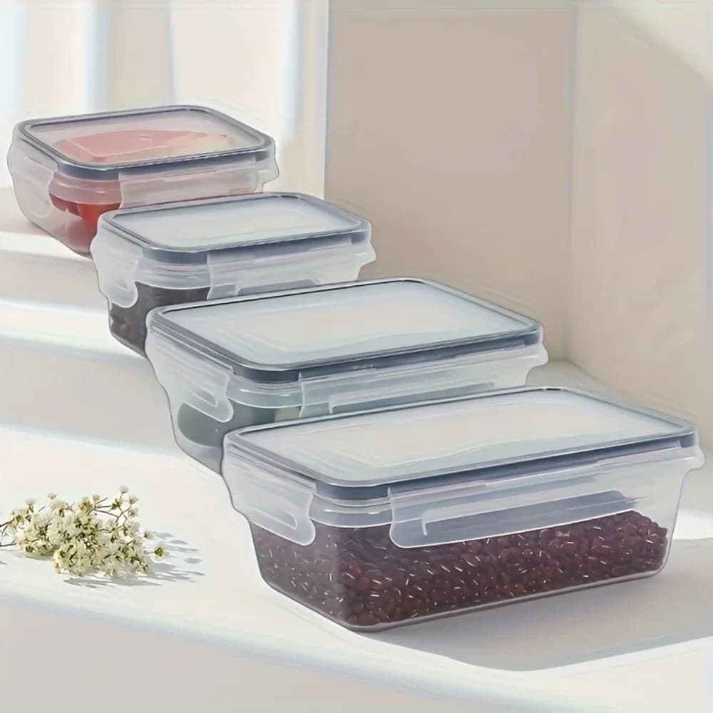8 قطع حاويات طعام محكمة الإغلاق خالية من BPA مع أغطية بإقفال - تخزين من بلاستيك PP آمن للميكروويف/الفريزر للمواد الجافة/الفاكهة/الخضروات