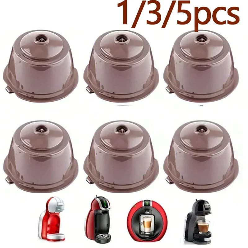 1/2/3/5 قطعة كبسولات قهوة قابلة لإعادة الاستخدام مع فلتر وكوب وتوزيع لماكينة Nescafe Dolce Gusto، طقم كبسولات قهوة قابلة لإعادة التعبئة ومتوافق