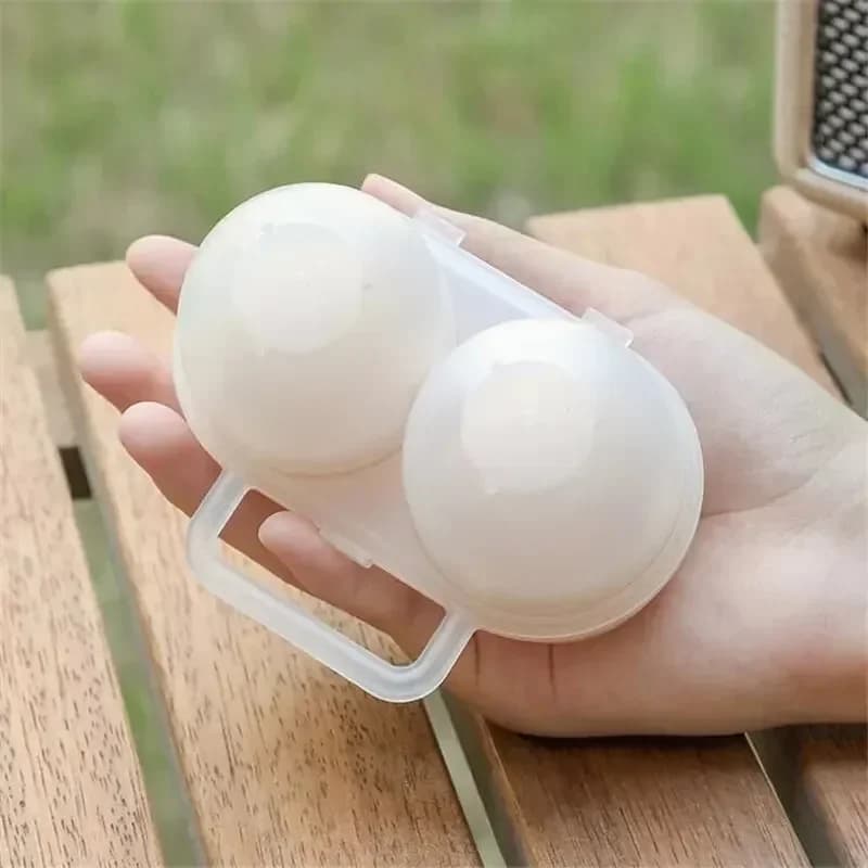 1pc صندوق بيض خارجي محمول بخلية 2 من البلاستيك، علبة حفظ البيض للثلاجة، ممتص للصدمات ومضاد للسقوط