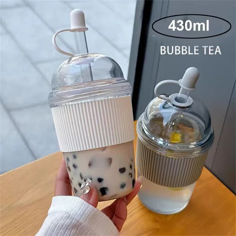 1 قطعة كوب شفاط قابل للطي بسعة 430ml من البلاستيك، بتصميم عصري عالي السعة للماء والشاي والقهوة والحليب، مقاوم للحرارة للعصير وأكواب الجيلي