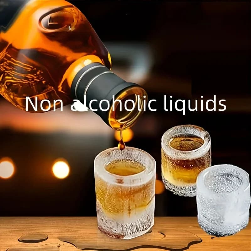 قالب مكعبات ثلج من السيليكون بأربع فتحات، صانع مكعبات ثلج قابل للضغط، شكل كوب دائري مبتكر لقوالب الثلج للويكي والبيرة وأدوات المطبخ