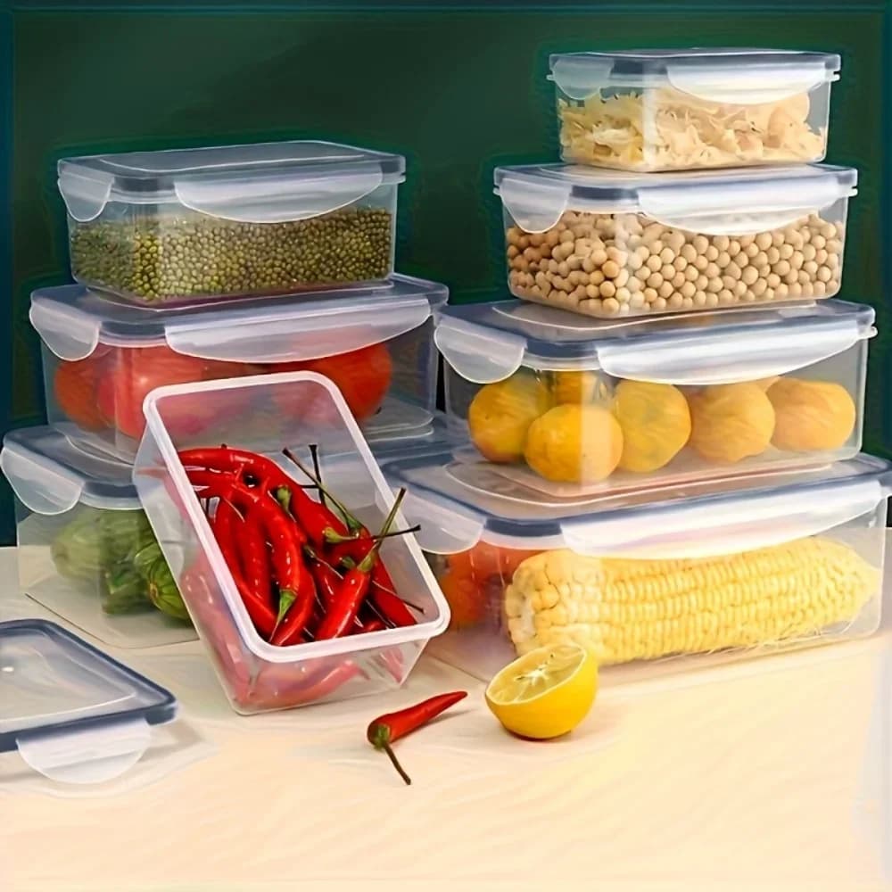 8 قطع حاويات طعام محكمة الإغلاق خالية من BPA مع أغطية بإقفال - تخزين من بلاستيك PP آمن للميكروويف/الفريزر للمواد الجافة/الفاكهة/الخضروات