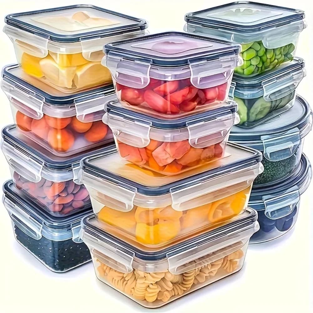 8 قطع حاويات طعام محكمة الإغلاق خالية من BPA مع أغطية بإقفال - تخزين من بلاستيك PP آمن للميكروويف/الفريزر للمواد الجافة/الفاكهة/الخضروات