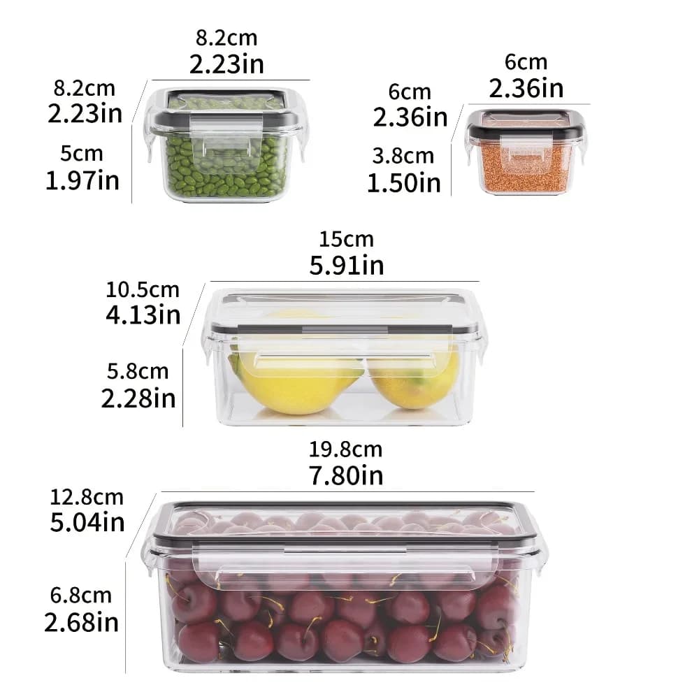 8 قطع حاويات طعام محكمة الإغلاق خالية من BPA مع أغطية بإقفال - تخزين من بلاستيك PP آمن للميكروويف/الفريزر للمواد الجافة/الفاكهة/الخضروات