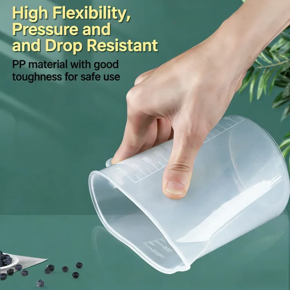 كوب قياس للمطبخ 100-5000ml صالح للطعام، بدون غطاء مع تدريج على الغطاء، PC مقاوم لدرجات الحرارة العالية، بيكر بلاستيكي لمتاجر الحليب والشاي