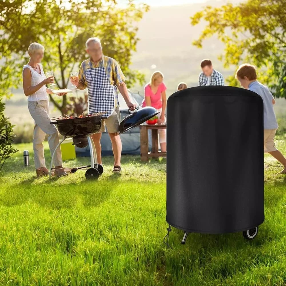 غطاء Raweao Kettle BBQ Weber مقاوم للماء للشواء، غطاء شواء دائري للحماية من المطر في الهواء الطلق، غطاء Oxford لأدوات الشواء 57Cm