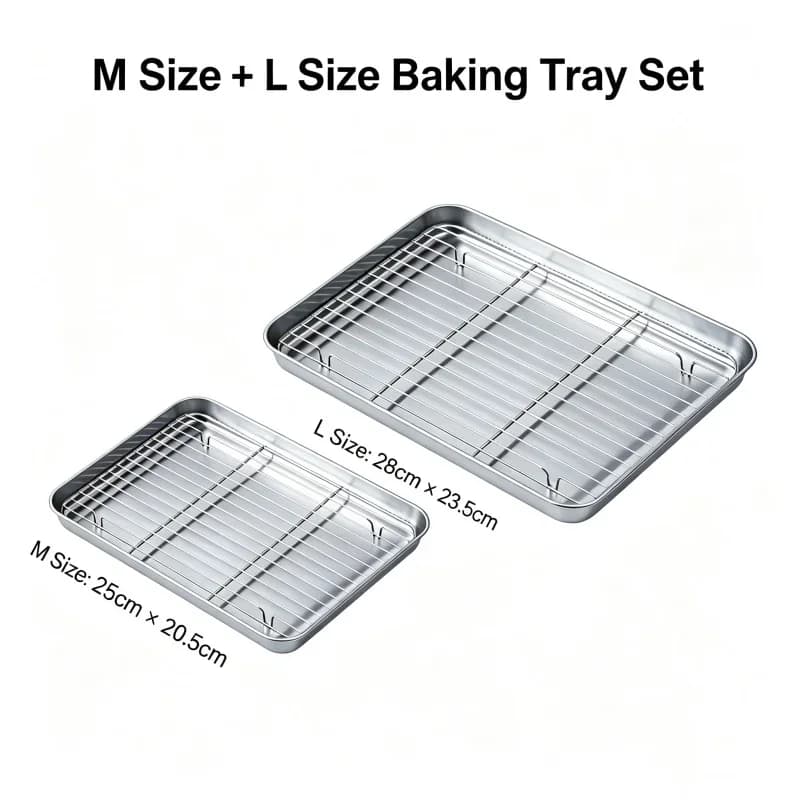 صينية خبز من الستانلس ستيل مع رف سلكي، صينية شواء وكيك، صينية فرن مع رف للبراونيز، أداة للطهي والتحميص والشوي