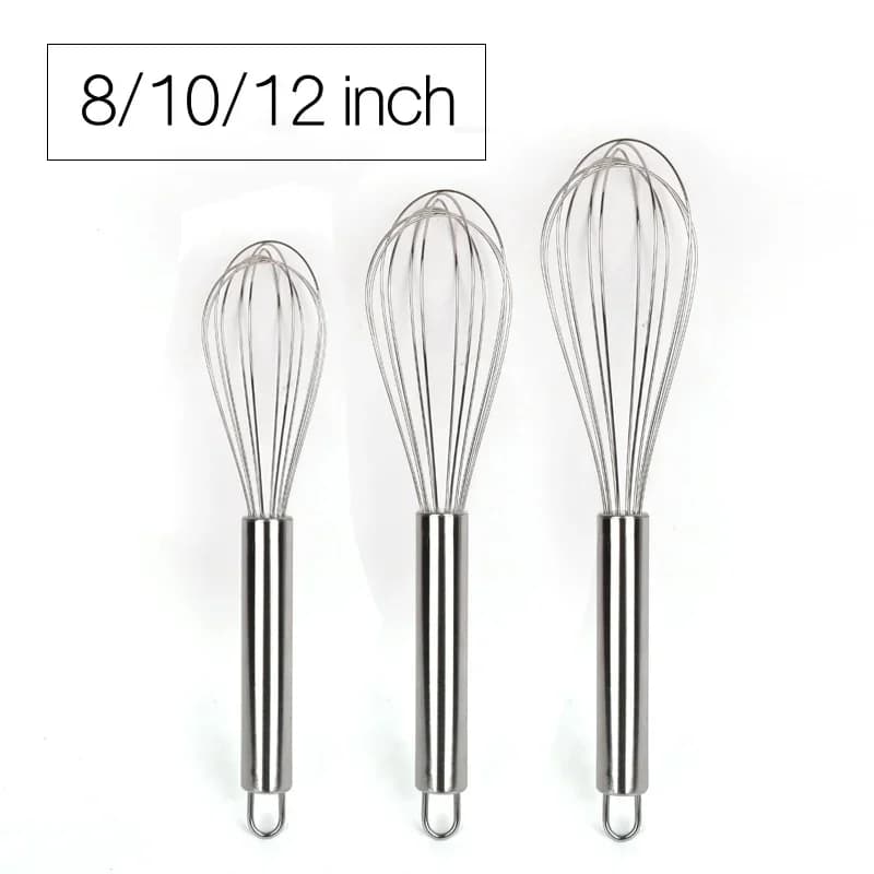 مضرب بيض من الستانلس ستيل 6/8/10/12 Inch، خفاقة سلكية كروية، خلاط يدوي للخبز والطهي والكريمة والزبدة والحليب والعجين، أدوات مطبخ