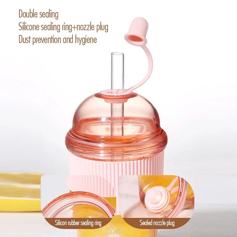 1 قطعة كوب شفاط قابل للطي بسعة 430ml من البلاستيك، بتصميم عصري عالي السعة للماء والشاي والقهوة والحليب، مقاوم للحرارة للعصير وأكواب الجيلي