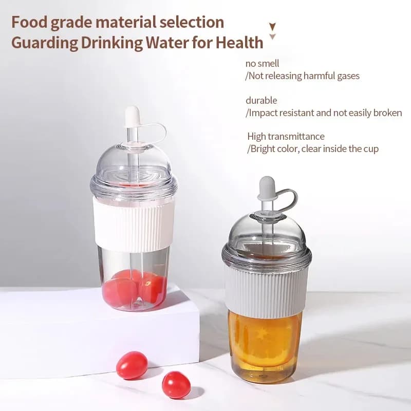 1 قطعة كوب شفاط قابل للطي بسعة 430ml من البلاستيك، بتصميم عصري عالي السعة للماء والشاي والقهوة والحليب، مقاوم للحرارة للعصير وأكواب الجيلي