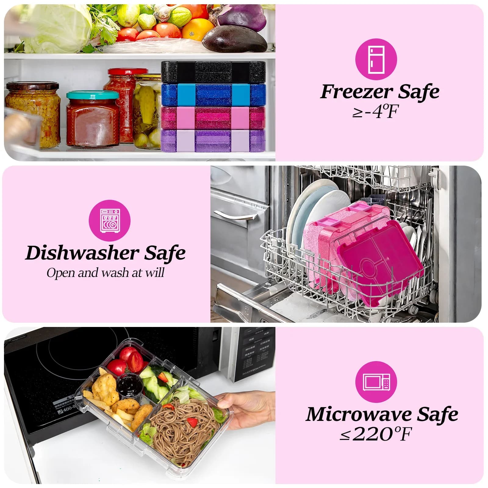 علبة طعام محمولة محكمة الإغلاق، صندوق بينتو للطلاب، مناسبة للميكروويف، للتسخين، للحرم المدرسي والمكتب، لحفظ الفواكه والطعام مع شوك وملاعق