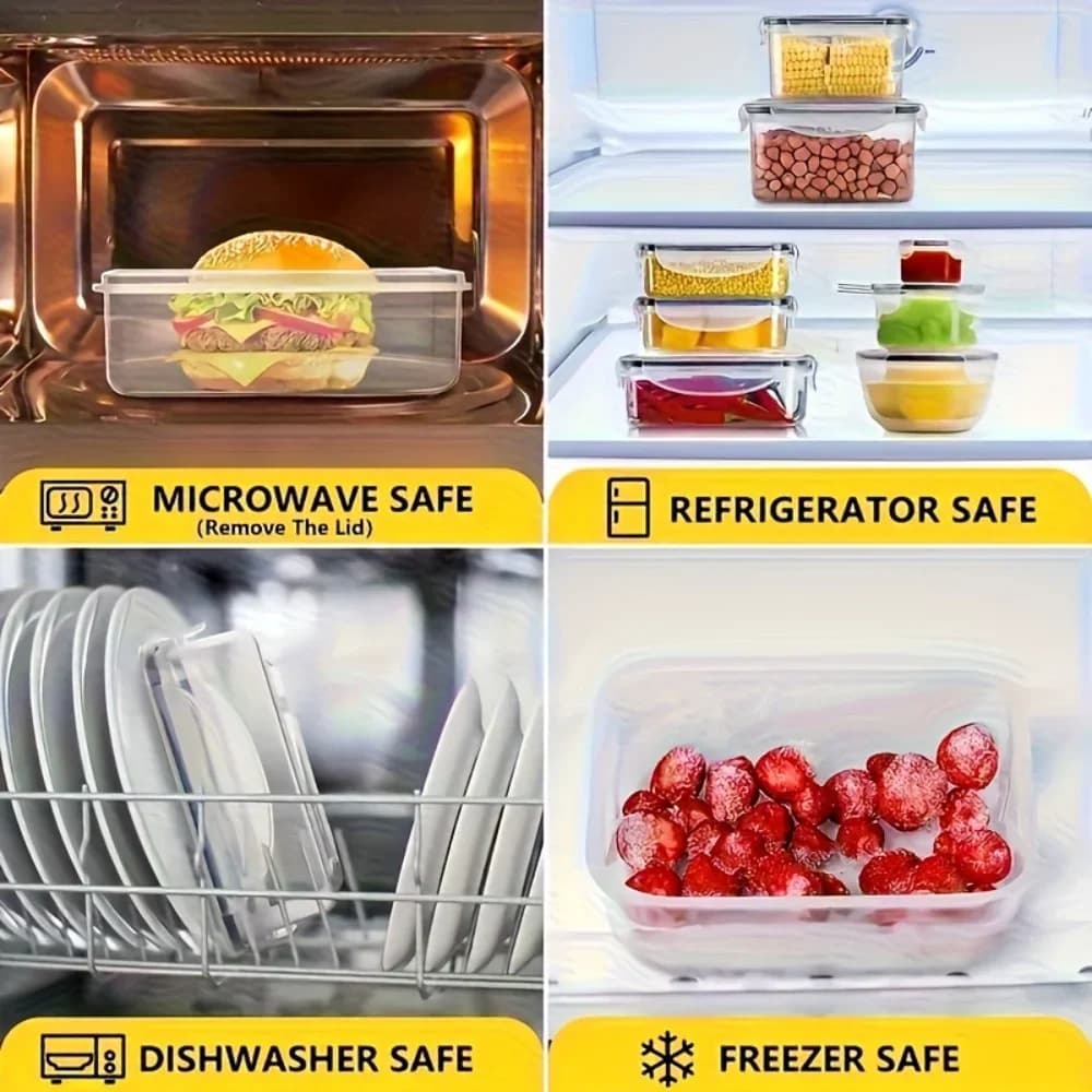8 قطع حاويات طعام محكمة الإغلاق خالية من BPA مع أغطية بإقفال - تخزين من بلاستيك PP آمن للميكروويف/الفريزر للمواد الجافة/الفاكهة/الخضروات